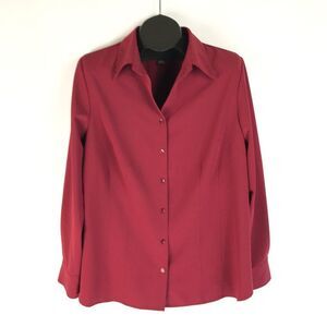 Lane Bryant Button Up Long Sleeve Top Women's Plus Size 14/16 Red Career Holiday